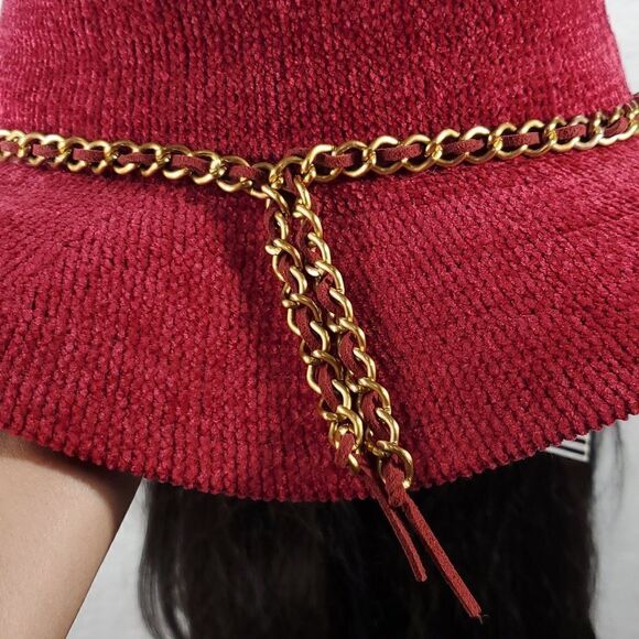 Alexis Bendel Chenille Red Hat Floppy Fedora Style Hat NWT - Picture 11 of 17